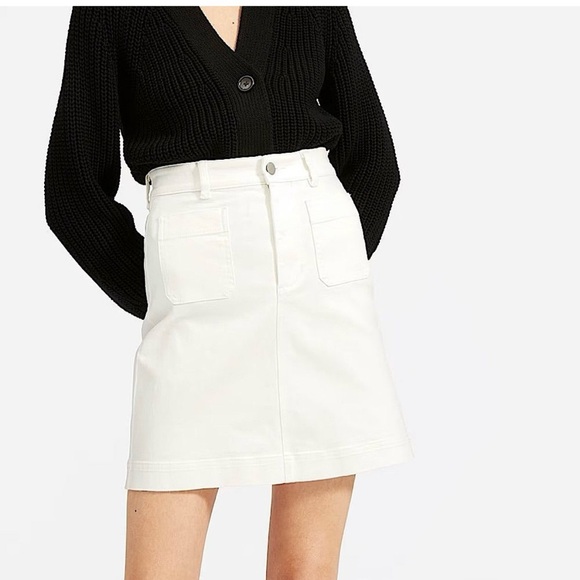 Everlane Dresses & Skirts - Everlane Patch Pocket Denim Skirt White Size 10